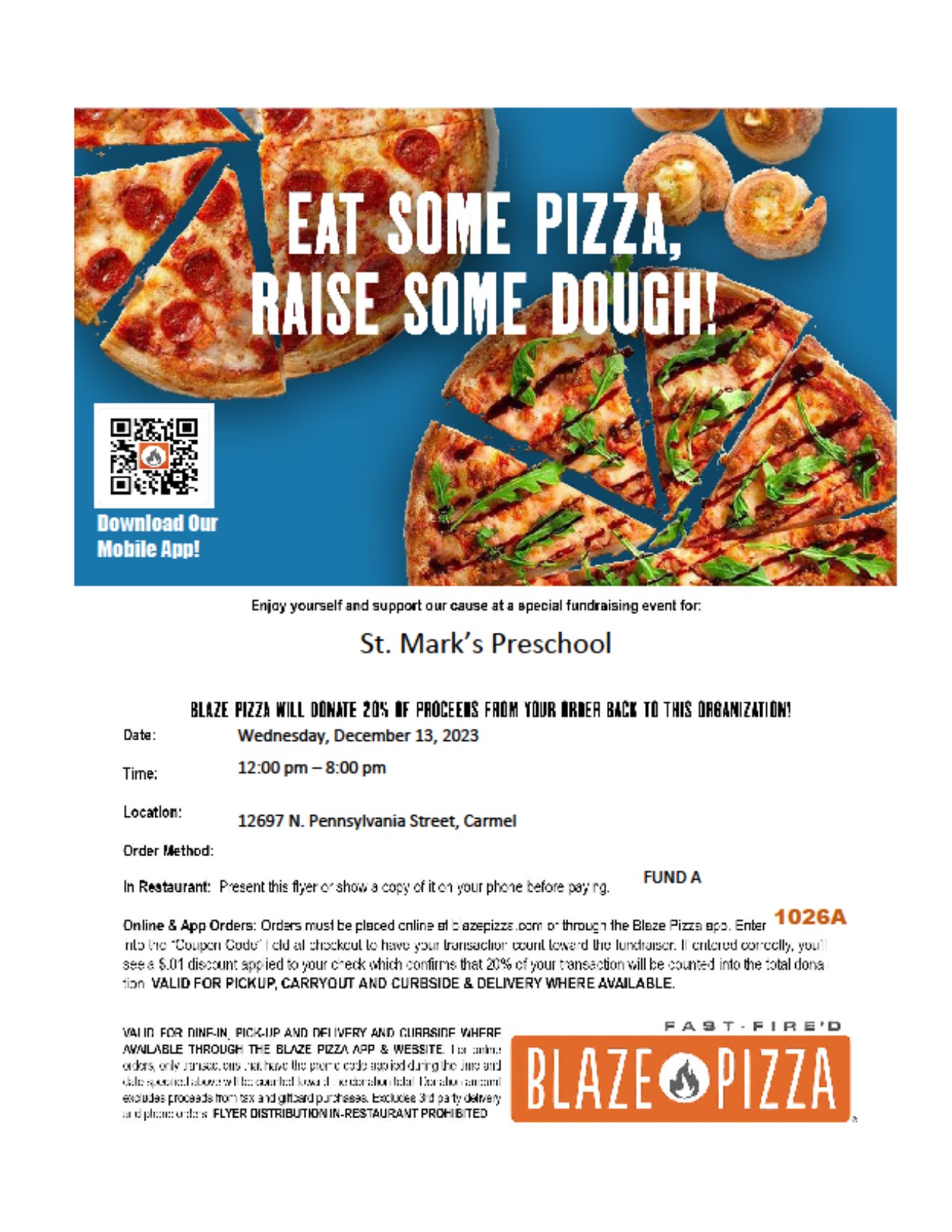 Dine Out To Donate At Blaze Pizza - St. Mark's UMC